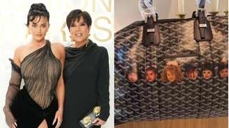 Kylie e Kris e a bolsa com os rostos da família