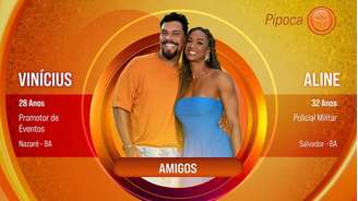 BBB 25: Os amigos Vinícius e Aline.