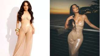 Maraisa e Kim Kardashian com o vestido da Diesel