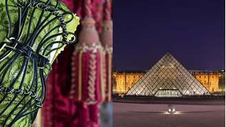 Peças da exposição e o famoso Museu do Louvre