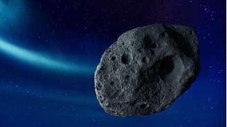 Ilustração: o asteroide, chamado 2024 YR4, tem entre 40 metros e 90 metros de diâmetro