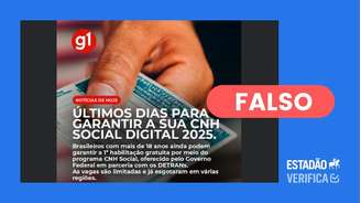Anúncio que promove o falso programa usa montagem para simular que a iniciativa teria sido noticiada pelo g1