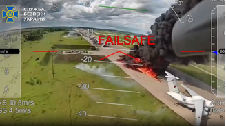 Captura de tela de vídeo gravado por drones divulgado pelas autoridades ucranianas na quarta-feira (4/6)