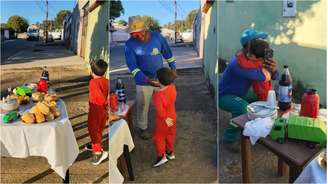 Menino viraliza ao comemorar aniversário de 3 anos com café da manhã para os garis