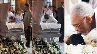 Ivete Sangalo, Caio Blat e Gilberto Gil beijam rosto de Preta Gil em velório