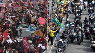 Apoiadores de Lula e de Bolsonaro, durante campanha presidencial de 2022