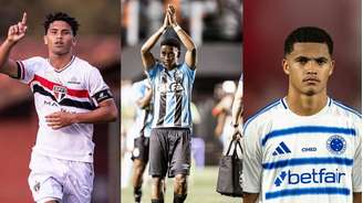 Ângelo Candido, do São Paulo, Gabriel Mec, do Grêmio, e Kauã Prates, do Cruzeiro