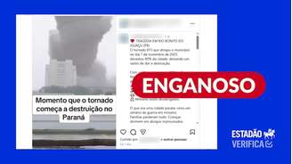 Postagem usa vídeo antigo de banco de imagens e atribui a tornado no Paraná