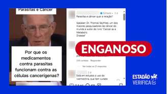 Não há comprovação de que medicamentos contra parasitas sejam eficazes contra células cancerígenas.