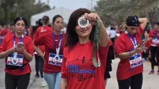 Mulheres iranianas participaram de uma maratona na Ilha de Kish
