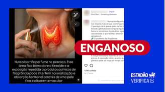 Não há estudos que comprovem a relação de causa e efeito ou dose e efeito entre o uso de perfume no pescoço e problemas na tireoide