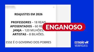 Os reajustes citados no post não são verdadeiros.