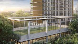 Empreendimento da Lindenberg em Moema terá a quadra de tênis em área localizada sobre as demais áreas de lazer; apartamentos custam de R$ 14 milhões a R$ 16 milhões