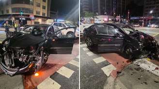 Carro bate contra coluna semafórica da Av. Paulista durante perseguição policial gerada por fuga de blitz do bafômetro