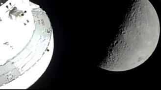 Esta foi uma das últimas imagens da Orion antes de ela desaparecer atrás do lado oculto da Lua