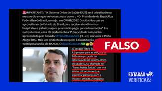 Flávio Bolsonaro não disse que irá privatizar o SUS se for eleito