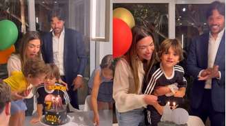 Benjamin, de 2 anos, roubou a cena na festa de aniversário do primo, Senor, de 7