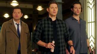 Após sucesso de 'Supernatural', Misha Collins (esq.), Jensen Ackles e Jared Padalecki voltaram a contracenar em 'The Boys'