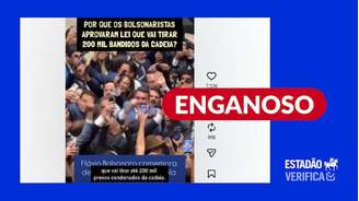 Post distorce uma alteração realizada pelo PL da Dosimetria que passa a permitir a remição para quem cumpre prisão domiciliar; cerca de 200 mil presos podem ser beneficiados