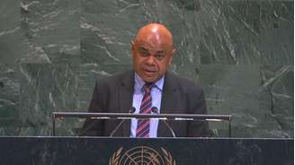 Odo Tevi, embaixador de Vanuatu na ONU, discursa na plenária da ONU. (20/05/2026)