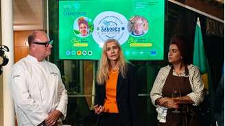 Marian Schuegraf, embaixadora da União Europeia no Brasil, em jantar para promover indicações geográficas europeias e produtos do Cerrado, com os chefs Simon Lau e Catarina Freire