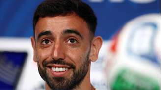 Bruno Fernandes durante entrevista coletiva em Houston, em 16/06/2026.