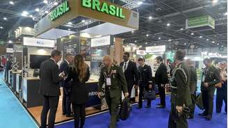 Estande do Brasil no Eurosatory 2026, principal salão mundial do setor de defesa, que acontece de 15 a 19 de junho em Villepinte, na região da Grande Paris.