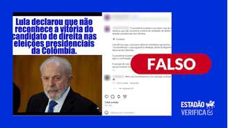 Lula não fez nenhuma declaração sobre o resultado das eleições colombianas