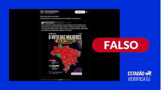 Mapa que mostra como mulheres votaram por Estado nas eleições de 2022 é falso