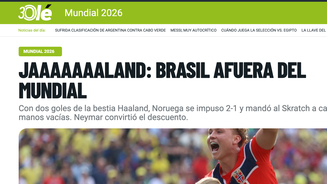 Página do jornal esportivo argentino Olé