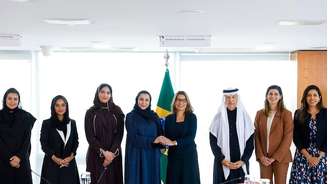 O encontro entre Janja da Silva e a delegação da Arábia Saudita ocorreu no Palácio do Planalto, em Brasília