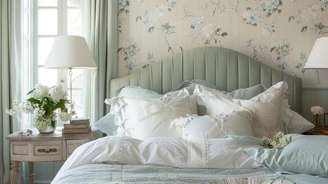Padrão floral para o quarto de casal desperta sentimentos favoráveis ao romance; nesse ambiente, valorize cores calmas e relaxantes