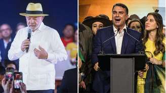 Lula e Flávio Bolsonaro nas convenções partidárias que oficializaram suas candidaturas à Presidência