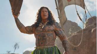 Dwayne Johnson em cena do novo 'Moana', que não teve bons números de bilheteria