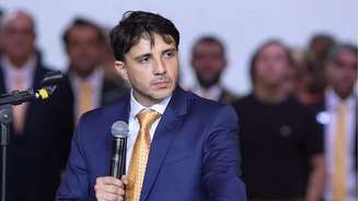 Renan Santos, candidato a presidente em 2026 pelo Missão, durante congresso do partido em 1.º de agosto.