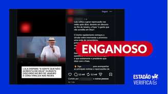 Postagens tiram fala de Lula de contexto e sugerem que petista disse não acreditar em Deus