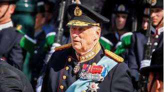 O Rei Harald na Cerimônia de Boas-Vindas ao Rei e à Rainha da Dinamarca em 14 de maio de 2024 em Oslo, Noruega.
