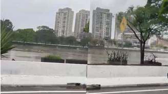 Registro de aumento do volume de água no Rio Tietê neste sábado, 12.