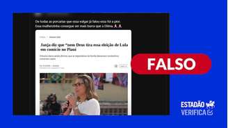 Montagem altera título de notícia para atribuir a Janja frase de que ‘nem Deus tira eleição de Lula’