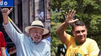 Lula e Flávio Bolsonaro em últimos atos de campanha antes do primeiro turno