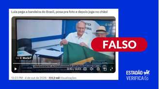 Conteúdos mentem ao afirmar que Lula jogou bandeira do Brasil no chão após votar em São Bernardo do Campo no domingo (4).