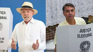 Lula e Flávio durante votação neste domingo, 4