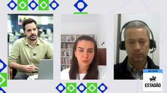 O jornalista Luiz Guilherme Gerbelli (E) moderou o debate que teve participação de Laura Muller Machado e Fernando de Holanda Barbosa Filho