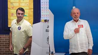25/10/2026 - ELEIÇÕES 2026 / SEGUNDO TURNO - Candidatos a presidência Flavio Bolsonaro (PL) e Luiz Inacio Lula da SIlva (PT). Fotos Pedro Kirilos/Estadão e Werther Santana/Estadão