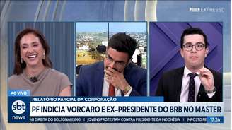 Lívia Zanolini, Túlio Amâncio e Eduardo Gayer no Poder Expresso, do SBT News (Reprodução/SBT News)