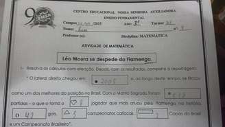Questão de prova de matemática sobre Léo Moura revolta alguns pais em Campos