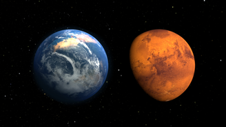Marte no passado (à esq.) e agora, segundo ilustração feita pela Nasa