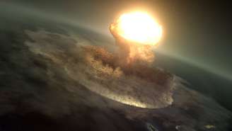 Imagem recriada: O asteroide atingiu a Terra com um energia equivalente a dez bilhões de bombas de Hiroshima