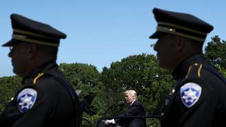Trump em evento com tropas de segurança em maio
