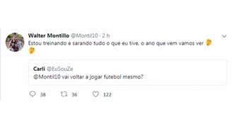 Montillo respondeu a muitos torcedores na manhã desta segunda-feira (Reprodução/Twitter)